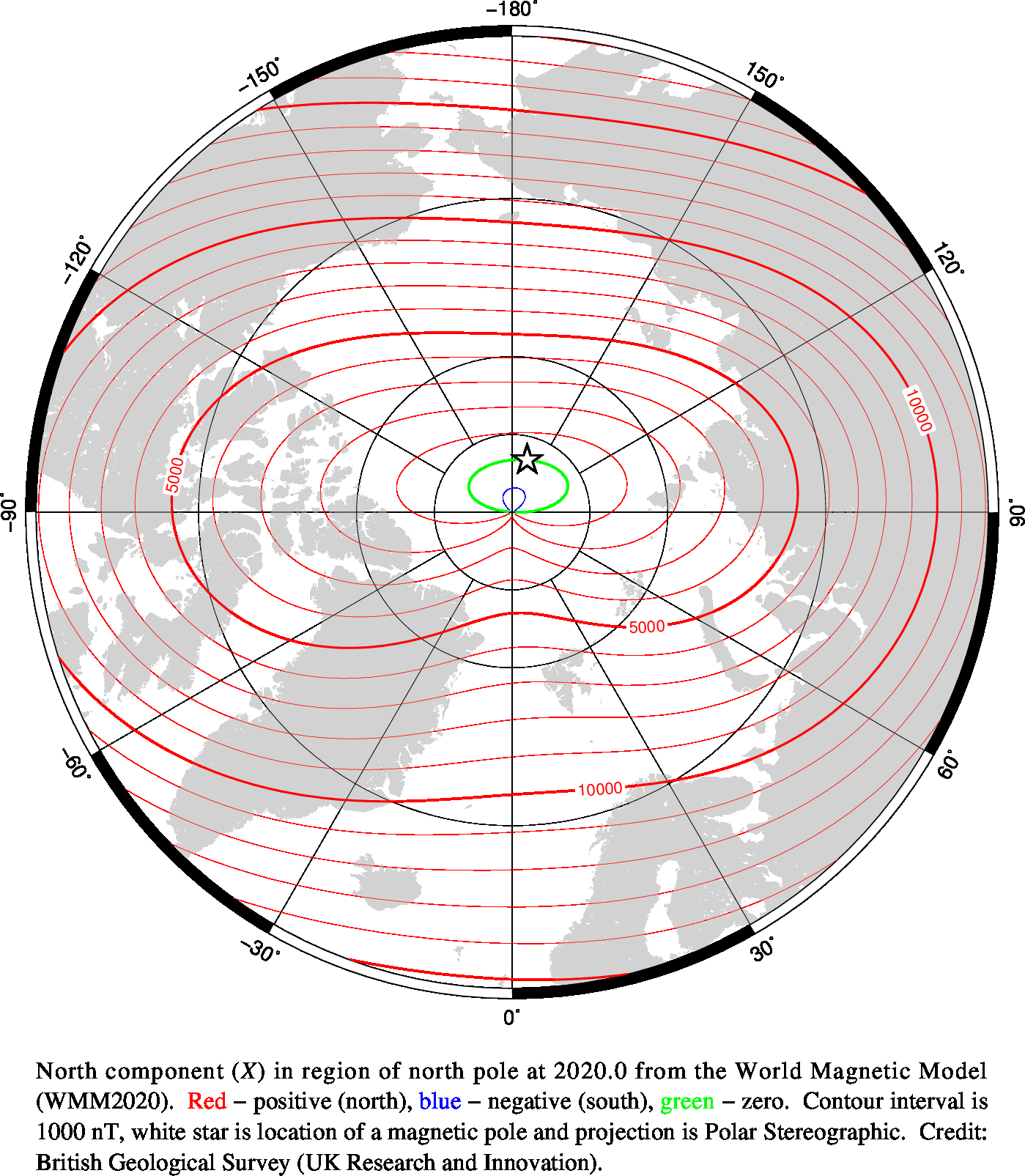 Magnetic chart showing North Component