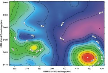 Map showing local crustal variation in the North Sea