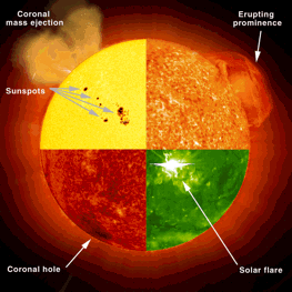 A composite image of our dynamic sun. Courtesty of SOHO (NASA/ESA)